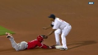 LAABOS Vazquez throws out Aybar at second base [upl. by Hannej311]