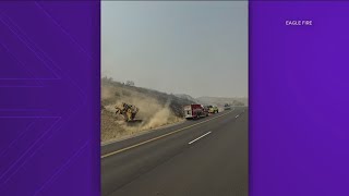 Grass fire prompts new closure of Highway 55 north of Avimor [upl. by Nodnas636]