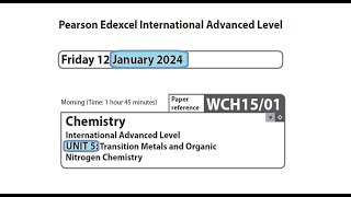 Unit 5 January 2024  A2 Chemistry Edexcel  Dr Hanaa Assil [upl. by Shirlie]