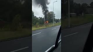 Spłonął drewniany domek holenderski w Starej Olesznej [upl. by Anitreb]