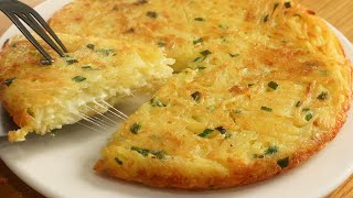 Potatoes Eggs Chesse Only 3 Ingredient Grated Potato Omelette Simple Healthy Breakfast [upl. by Larimore]