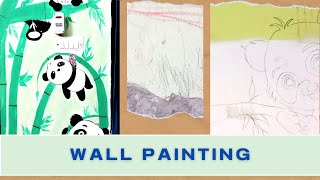 Painting On My Wall  Wall painting ideas  Cute Panda Wall Painting  DIY Wall Painting at home [upl. by Rabah640]