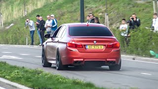 Modified BMW M5 F10 with Custom Exhaust  LOUD Accelerations Burnout amp Revs [upl. by Nerb]