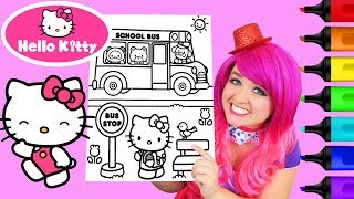 Coloring Hello Kitty School Bus Coloring Book Page Prismacolor Colored Markers  KiMMi THE CLOWN [upl. by Kerrin]