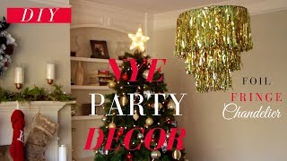 EASY DIY New Years Eve Party Decor  DIY Foil Fringe Chandelier  EASY amp AFFORDABLE [upl. by Schuler77]