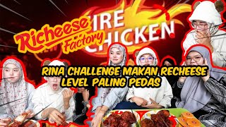 RINA DAN AISYAH MUKBANG MAKAN AYAM RECHEESE LEVEL 4 RINA SESAK NAFAS KEPEDASAN [upl. by Enala]