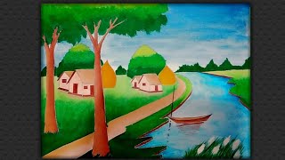 Natural Beauty of Village Drawing l Tamanna Akter l HRP Art School l [upl. by Greenman]