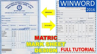 MATRIC MARKSHEET DESIGN FULL TUTORIAL  BSEB MARKSHEET DESIGN IN WORD 2016  InfoTechnoLife [upl. by Ailes]