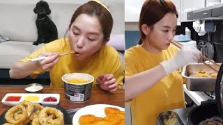 Yummy hamzy mukbang Deep fried onion rings [upl. by Randie]