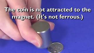 Eddy Currents with a Neodymium Magnet and a One Yen Coin [upl. by Ailemor293]