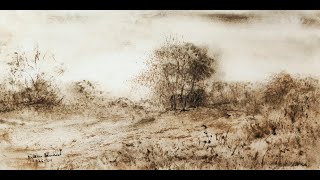 Tonalism Landscape Painting Winsor Newton Vandyke Brown [upl. by Woodson]