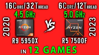 Ryzen 9 5950x vs Ryzen 5 7500F in 12 Games  R9 5950x vs R5 7500F [upl. by Rebecca]