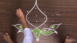 Beautiful Lotus Flower Melikalu Rangoli with 5x3 Dotsviral newdesignby nectar universeartamprangoli [upl. by Sephira115]