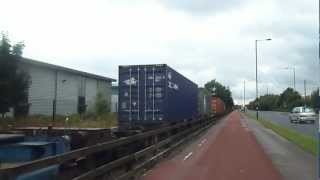 Class 09 002 passes Trafford Park Barton Dock road with Freight 19712 [upl. by Walley873]