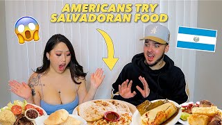 AMERICANS TRY SALVADORAN FOOD FOR THE FIRST TIME [upl. by Renwick]