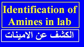 الكشف عن الامينات في المعمل  Identification of amines in lab [upl. by Ahset]