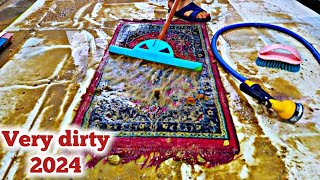 satisfying carpet cleaning  Dirty and muddy carpet washing  Persian red carpet  ASMR [upl. by Akimehs]