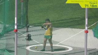 Australia at Bydgoszcz2016 Ned Weatherly throws 7118m in hammer throw qualification [upl. by Aistek]