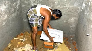 Wow Beautiful Work in Bathroom Indian Toilet Seat Fitting Easy and Fastest WayUsing sand and cement [upl. by Quartet]