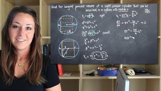 Largest possible volume of a cylinder inscribed in a sphere KristaKingMath [upl. by Ertnod]