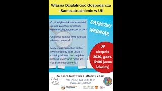 Selfemployment in the UK  Webinar in Polish Samozatrudnienie w UK [upl. by Dine]