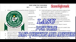 Lasu Post Utme Past Questions And Answers [upl. by Ninaj]