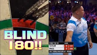 Gerwyn Price Blind 180 Against Phil Taylor  Scores 55 With One Dart [upl. by Bittner]