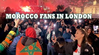 World Cup 2022 Morocco fans celebrate win over Portugal in London [upl. by Jecon]