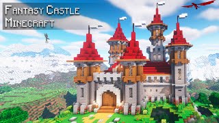 Minecraft How to build a Fantasy Castle  Tutorial [upl. by Sinoda]