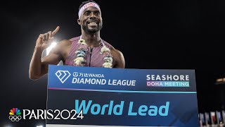 Kenny Bednarek BLAZES to fastest 200m of 2024 at Doha Diamond League  NBC Sports [upl. by Convery655]