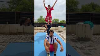 Kya entry h💪 gymnast acrobatics action stunt diveroll couplegoals balance viralshort [upl. by Nerraj]