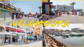 Vilamoura Marina town and beach Portugal walking tour Algarve shops [upl. by Otnas]