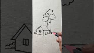 Simple and easy scenery art with pencil [upl. by Giglio]