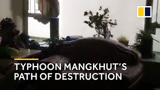 Typhoon Mangkhuts path of destruction in Hong Kong [upl. by Ocirled353]