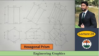 Lecture 28 Projections of Solids  Hexagonal Prism  Engineering Drawing [upl. by Hanonew]