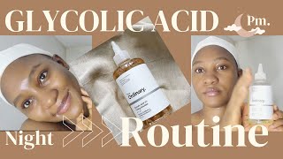 Glycolic acid night skincare routine how to use the ordinary glycolic acid solution easy affordable [upl. by Patman]