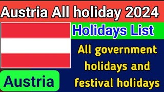 Austria public holidays in 2024 [upl. by Neelrahc]