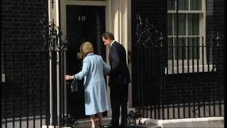 David Cameron welcomes Lady Thatcher to Downing Street [upl. by Akli]