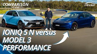 2024 Hyundai IONIQ 5 N v Tesla Model 3 Performance Comparison  Hot new EVs go headtohead [upl. by Seigler818]