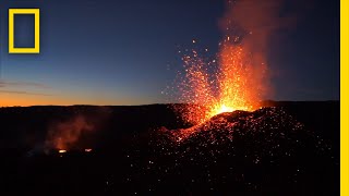 Soar Over a Red Hot Volcanic Eruption  National Geographic [upl. by Con421]