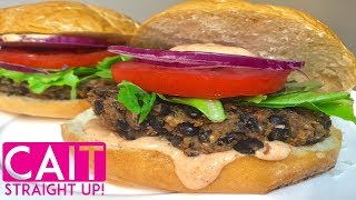 Homemade Black Bean Burger Recipe  Cait Straight Up [upl. by Helsa]