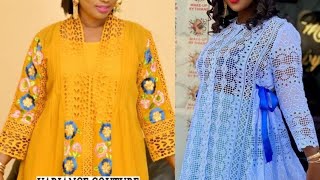 Styles de robes africaines en dentelle de couleurs mélangées pour dames [upl. by Luemas]