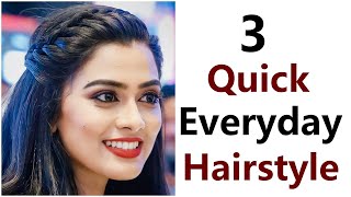 3 quick everyday hairstyle  easy hairstyle for girls  new hairstyle [upl. by Nage]