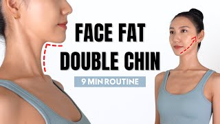 Get rid of DOUBLE CHIN amp FACE FAT✨ 9 MIN Routine to Slim Down Your Face Jawline [upl. by Andrew]