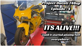 Ducati 748 SP  Cambelt fitting time Fuel leak causes some issues though [upl. by Yramanna464]