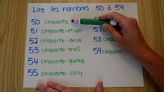 Mathématique  lire et écrire les nombres de 50 à 59 avec des lettres [upl. by Ardith]