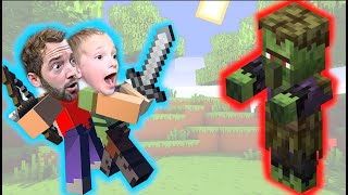 FATHER SON MINECRAFT  Zombie Villagers EVERYWHERE [upl. by Drolyag]