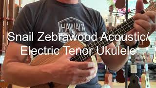 Snail Zebrawood Tenor Electric Ukulele Demo at Aloha City Ukes [upl. by Emse962]