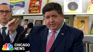 Chicago migrants Gov JB Pritzker answers questions about more migrant buses arriving in Chicago [upl. by Romy461]