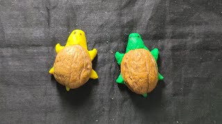 Making turtle using Clay and Walnut shell🐢 Clayartbestoutofwasteeasy clayactivity claytoy [upl. by Carolann990]